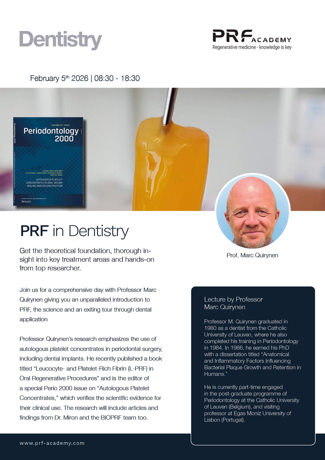 PA07: PRF in Dentistry - full day lecture 5/2-2026